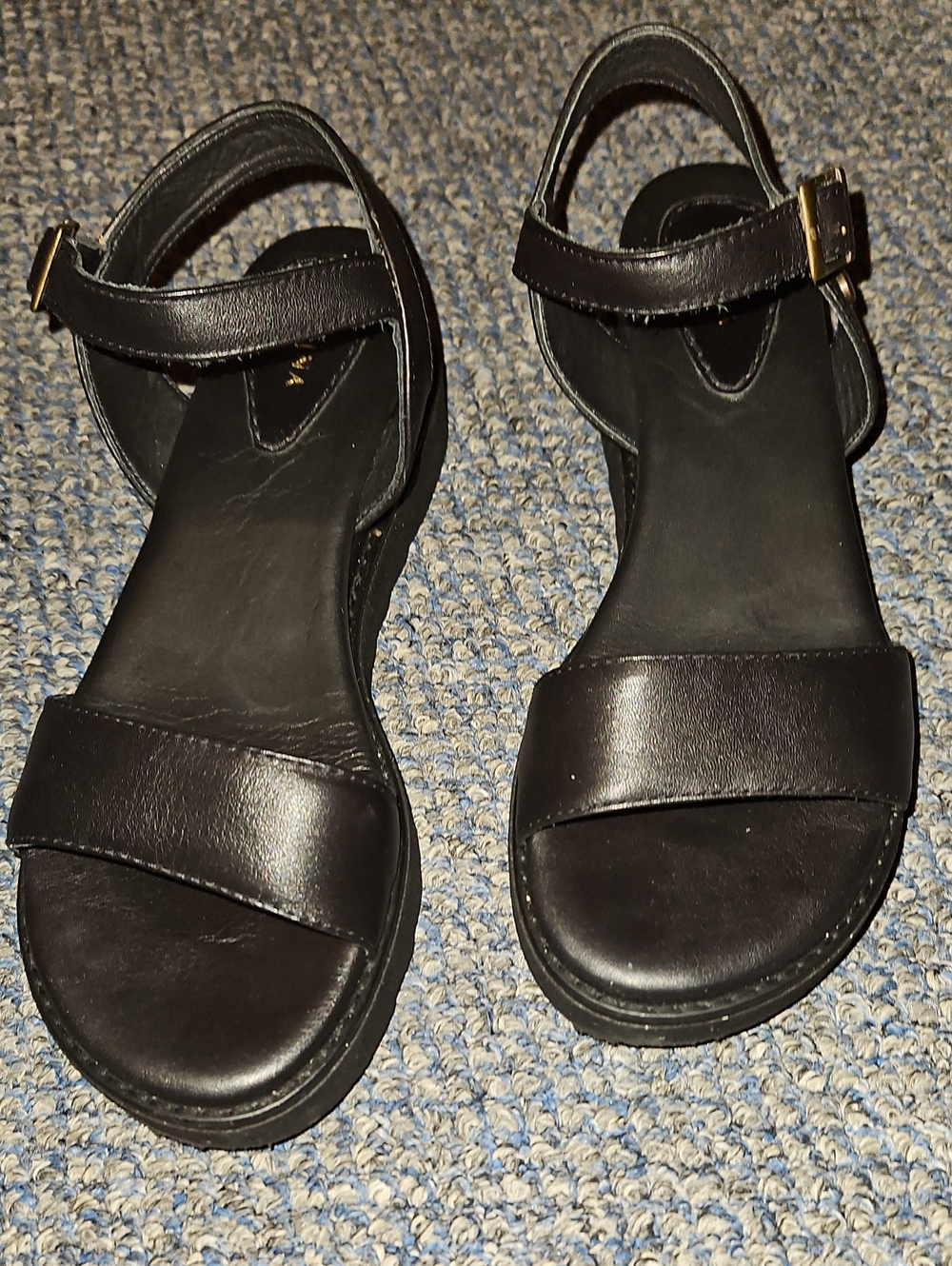 Women's Black Ankle-Strap Leather Sandals
